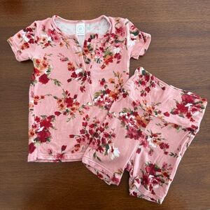 Lou Lou & Company Floral Kids Shortie Set - Pink and Red